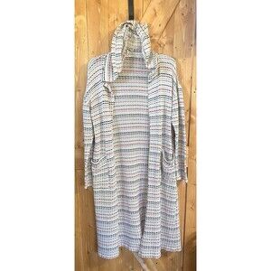 Lush Hooded Knit Cardigan Duster Women’s Small Multicolor Sweater Boho Cozy